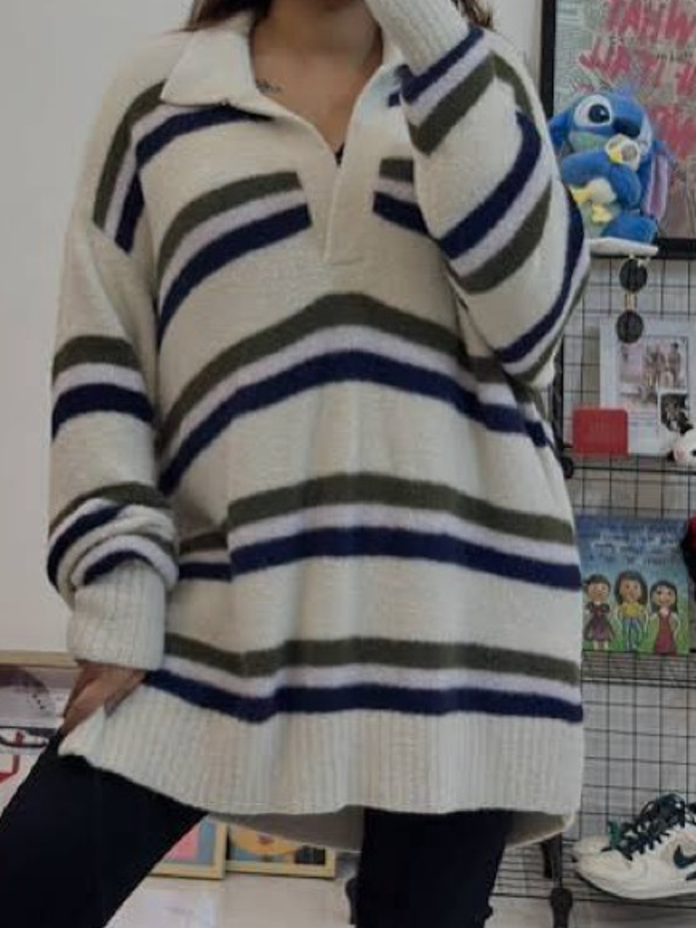 Arie unREAL Striped Polo Sweater.nwt sz Large